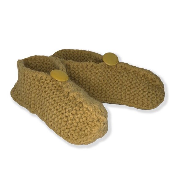 Hand Crafted Shoes - Hand-Knit Tan Unisex Slipper Socks, Perfect for a Thoughtful Gift